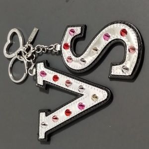 Victoria's Secret VS Rock Envy Studded Keychain Bag Charm Metallic Silver